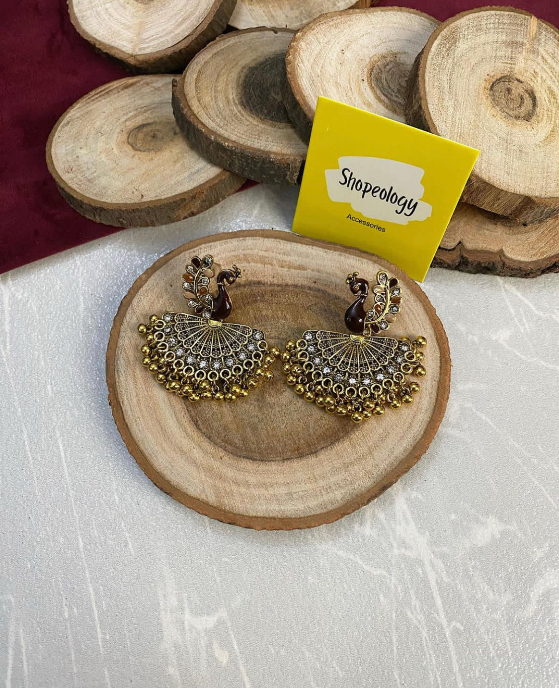 Peacock antique earrings